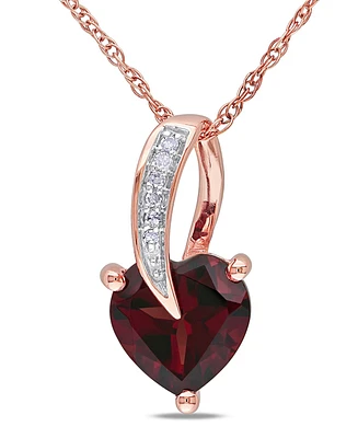 Garnet and Diamond Accent Heart Pendant and Chain
