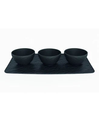 Villeroy & Boch Manufacture Rock Dip Bowls Tray Set, 4 Pieces