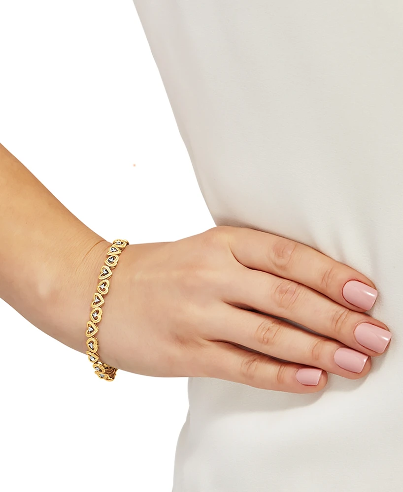 Diamond Heart Link Bracelet (1/10 ct. t.w.) Available Sterling Silver or 18k Gold-plated