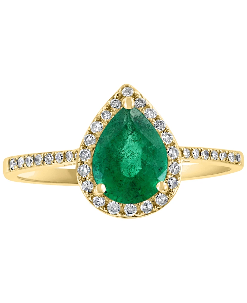 Effy Emerald (7/8 ct. t.w.) & Diamond (1/6 Ring 14k Gold (Also available White Gold)