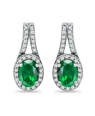 Giani Bernini Created Green Quartz and Cubic Zirconia Halo Earrings