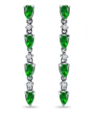 Giani Bernini Created Green Quartz and Cubic Zirconia Linear Drop Earrings