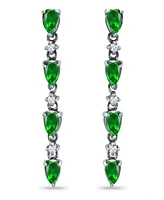 Giani Bernini Created Green Quartz and Cubic Zirconia Linear Drop Earrings