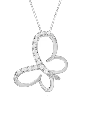 Diamond Butterfly Pendant Necklace (1/10 ct. t.w.) In Sterling Silver
