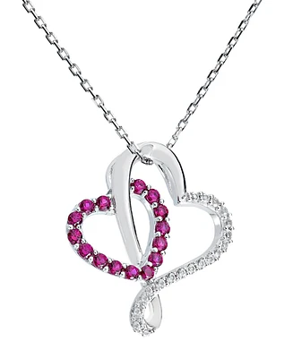 Women's Double-Heart Pendant Necklace in Sterling Silver
