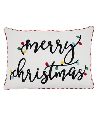 Saro Lifestyle Merry Christmas Design Decorative Pillow, 20" x 14"