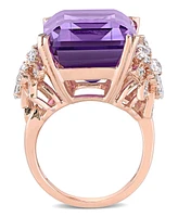 Amethyst (20 ct. t.w.) and Diamond (1-3/4 Multi-Shape Floral Ring 14k Rose Gold