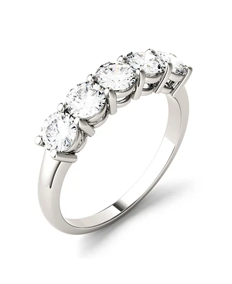 Moissanite Five Stone Band 1-1/6 ct. t.w. Diamond Equivalent in 14k White Gold