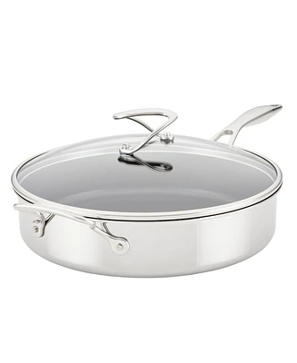 Circulon SteelShield C-Series Tri-Ply Clad Nonstick Saute Pan with Lid and Helper Handle, 5-Quart, Silver