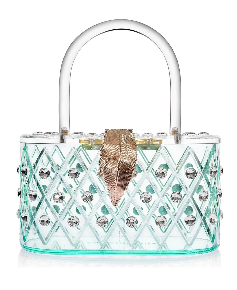 Milanblocks 1950 Retro Style "Spearmint Ice" Crystal Lucite Box Clutch Bag