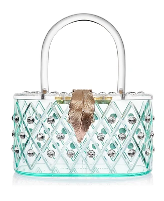 Milanblocks 1950 Retro Style "Spearmint Ice" Crystal Lucite Box Clutch Bag