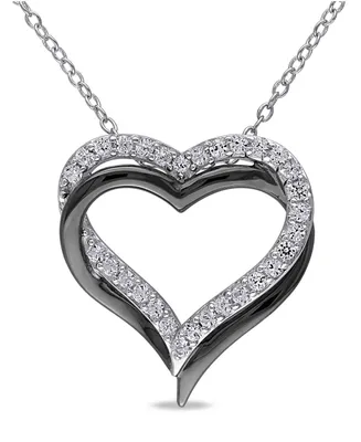 Lab Grown White Sapphire (5/8 ct. t.w.) Sterling Silver, Heart Necklace