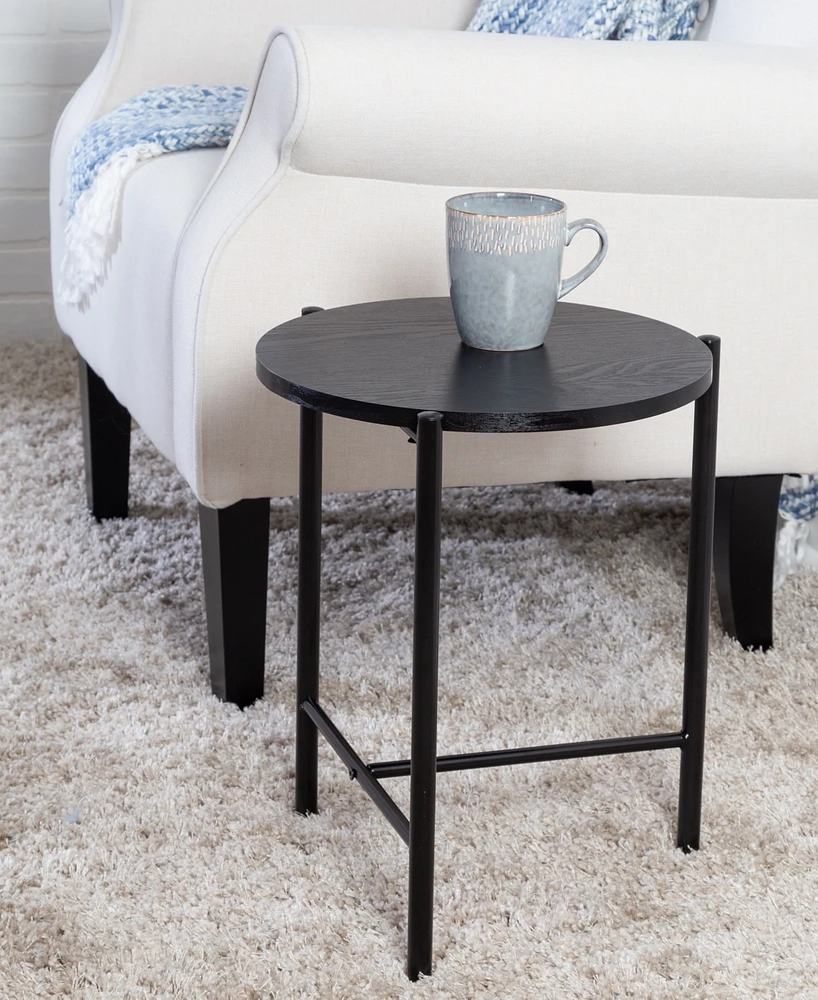 Honey Can Do Round Side Table with T-Pattern Base