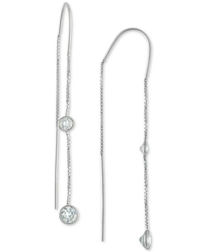 Crystal Box Chain Threader Earrings in Sterling Silver, Exclusively at Macy's