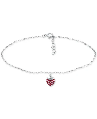 Giani Bernini Lab-Created Ruby Strawberry Cluster Ankle Bracelet in Sterling Silver, Created for Macy's