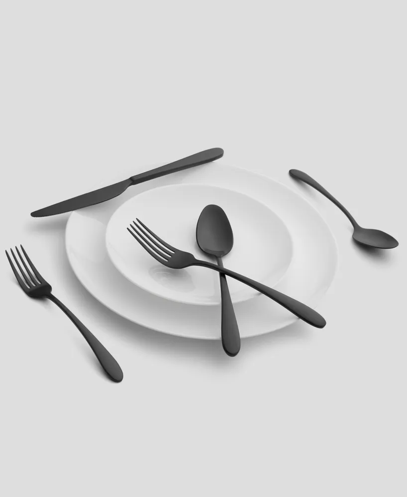 Cambridge Silversmiths Poet Black Satin 20-Piece Flatware Set, Service for 4