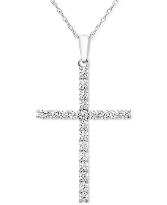 Diamond Cross 18" Pendant Necklace (1/2 ct. t.w.) 14k White, Yellow or Rose Gold