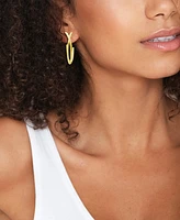 And Now This High Polished Crossover C Hoop Post Earring Silver Plate or Gold