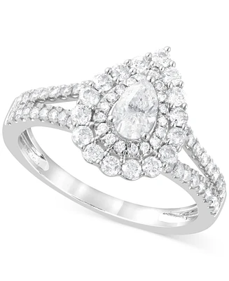 Diamond Pear Halo Ring (1 ct. t.w.) in 14k White Gold