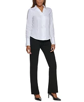 Calvin Klein Petite Cotton Collared Button-Down Blouse