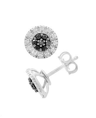 Black Diamond Cluster Stud Earrings (1/6 ct. t.w.) in Sterling Silver