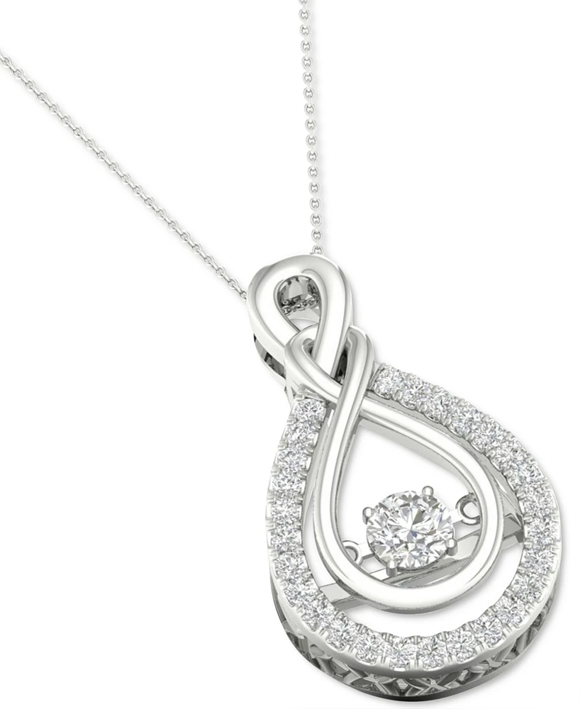 Twinkling Diamond Star Diamond Teardrop 18" Pendant Necklace (1/3 ct. t.w.) in 10k White Gold