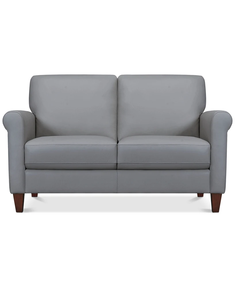 Closeout! Kared 60" Roll Arm Leather Loveseat, Created for Macy's