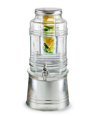 Style Setter Bungalow Beverage 2.4 Gallon Dispenser with Ice Insert, Fruit Infuser, and Galvanized Base