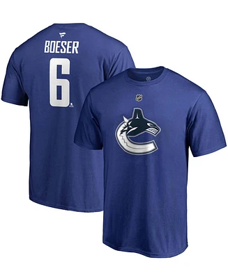 Men's Brock Boeser Blue Vancouver Canucks Team Authentic Stack Name and Number T-shirt
