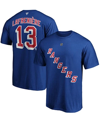 Men's Alexis Lafreniere Blue New York Rangers Authentic Stack Name and Number T-shirt