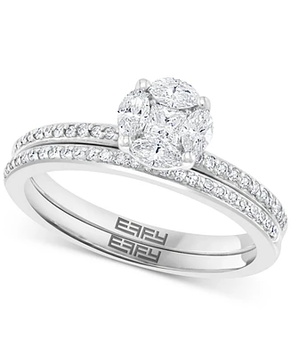 Effy Diamond Cluster Bridal Set (1/2 ct. t.w.) 14k White Gold