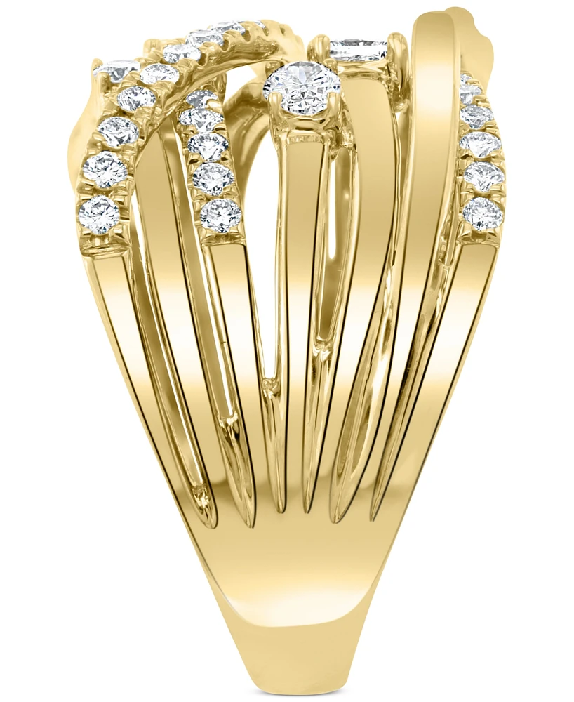 Effy Diamond Multi-Shape Multirow Crossover Ring (1 ct. t.w.) in 14k Gold