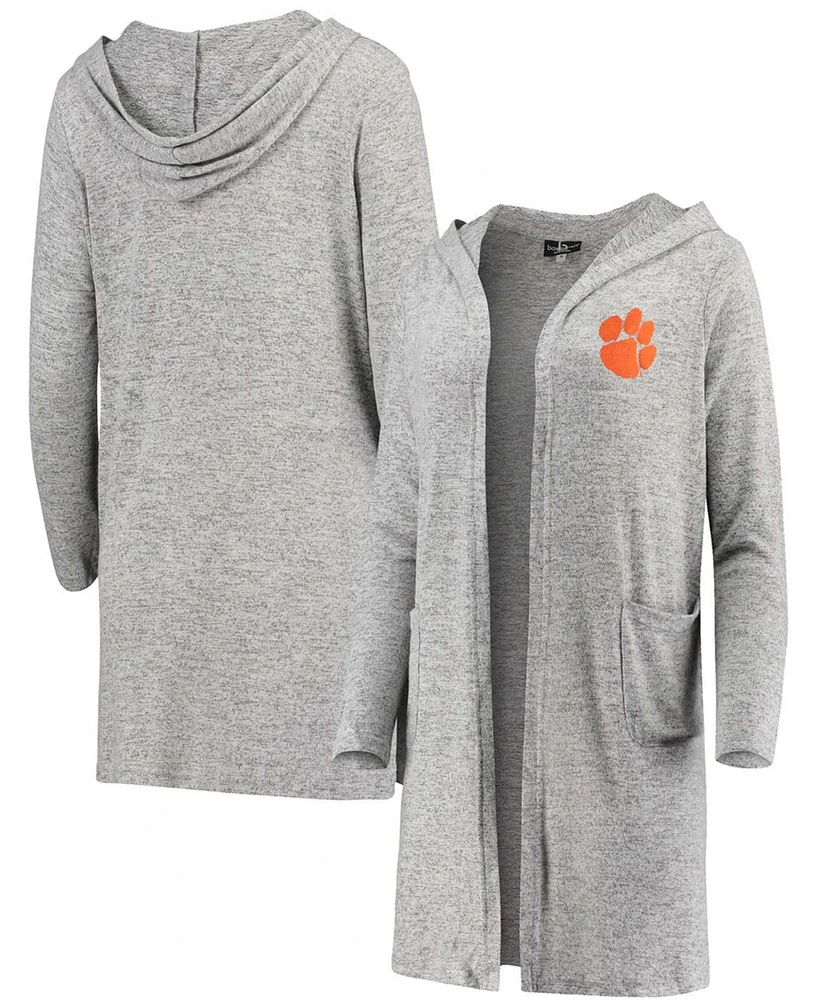 Women's Heathered Gray Clemson Tigers Cuddle Soft Duster Cardigan
