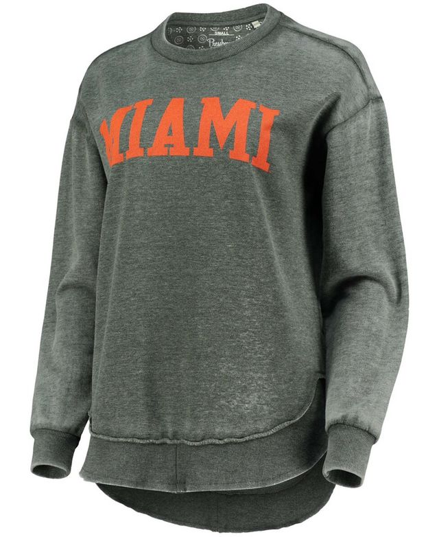 Women's Green Miami Hurricanes Vintage-Like Wash Pullover Sweatshirt