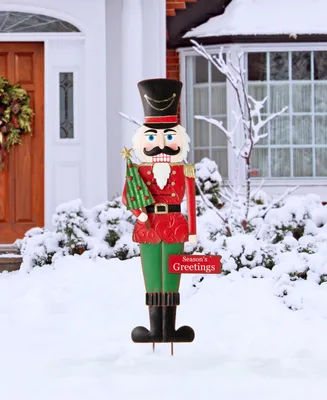 Glitzhome Metal Nutcracker Yard Stake or Standing Decor or Wall Decor, 36"