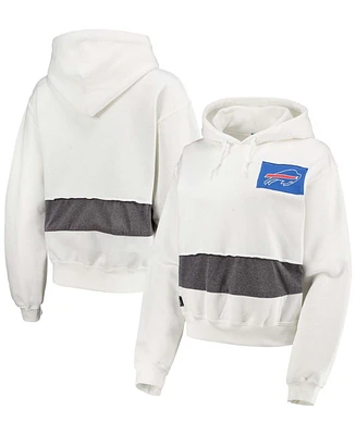 Women's White Buffalo Bills Crop Pullover Hoodie