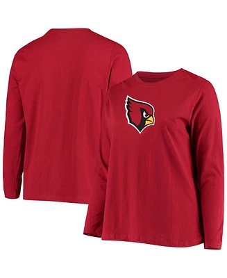 Women's Plus Cardinal Arizona Cardinals Primary Logo Long Sleeve T-shirt