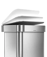simplehuman 45 Liter Rectangular Liner Rim Steel Kitchen Trash Can with Liner Pocket
