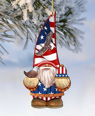 Designocracy 2 Piece Patriotic Dwarf Wood Ornaments Set