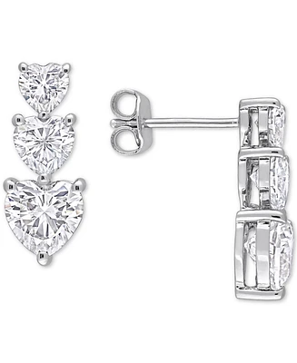 Lab-Grown Moissanite Graduated Heart Stud Earrings (3-1/2 ct. t.w.) in Sterling Silver