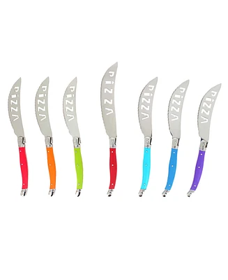 French Home 7 Piece Laguiole Pizza Knife Set, Rainbow Colors