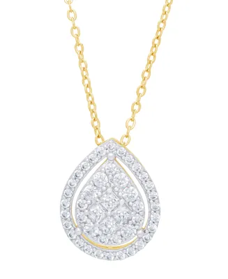 Cubic Zirconia Pear Necklace Fine Gold Plate or Silver