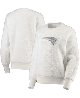 Women's White New England Patriots Milestone Tracker Pullover Sweatshirt
