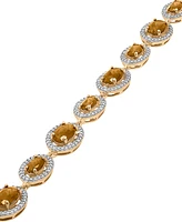 Amethyst (5 ct. t.w.) & Diamond (1/10 Halo Link Bracelet 14k Rose Gold-Plated Sterling Silver (Also Citrine Rhodolite Garnet)