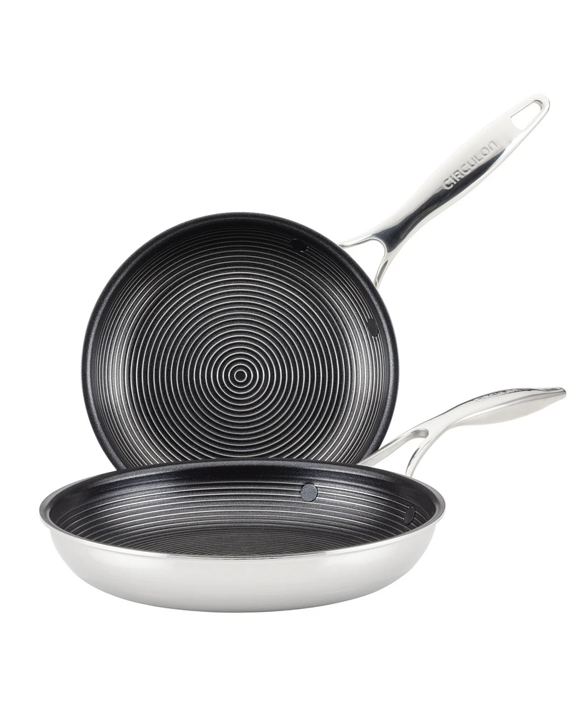 Circulon SteelShield C-Series Tri-Ply Clad Nonstick Frying Pan Set, 2-Piece, Silver