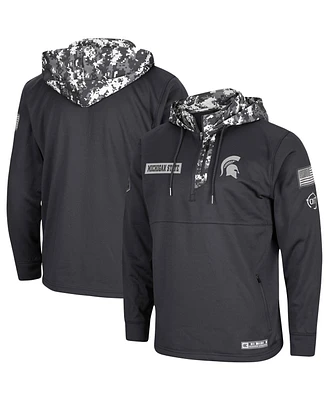 Men's Charcoal Michigan State Spartans Oht Military-Inspired Appreciation Digi Camo Quarter-Zip Hoodie
