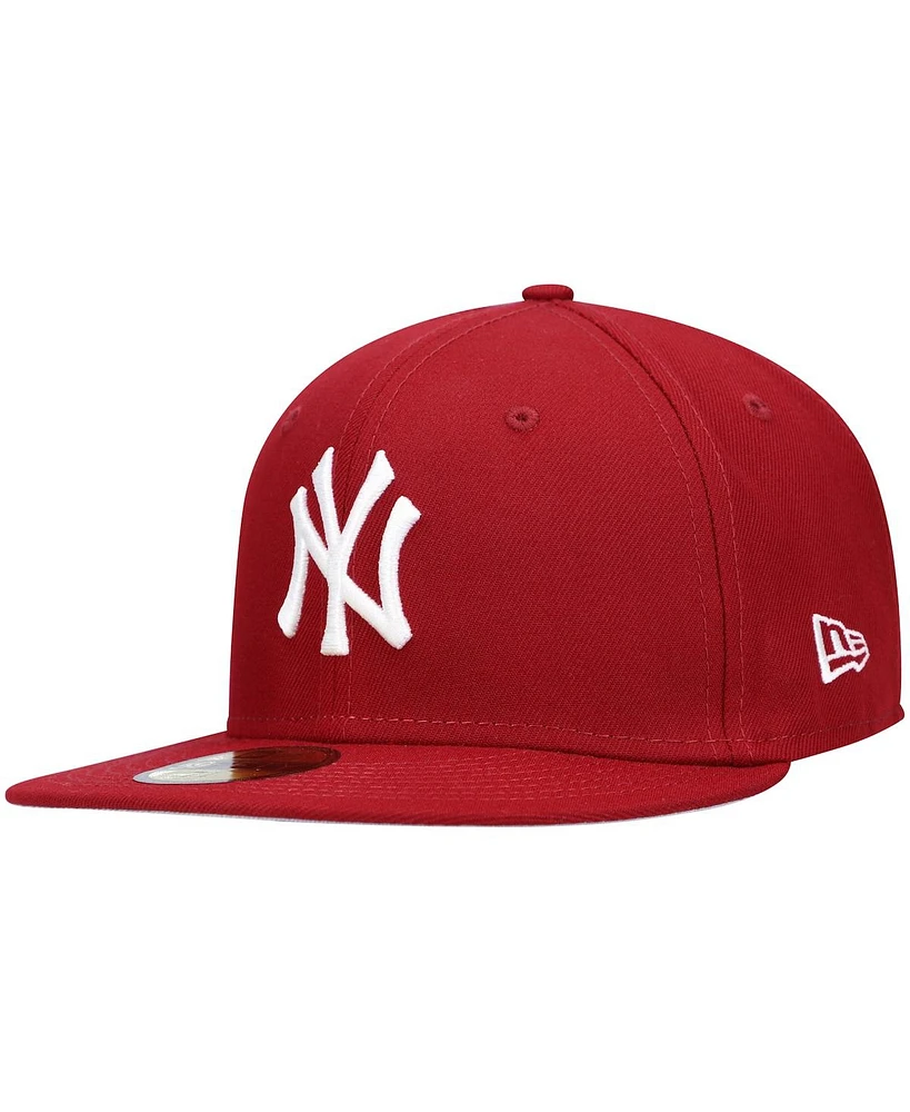 Men's Cardinal New York Yankees Logo White 59FIFTY Fitted Hat