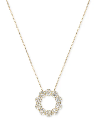 Diamond Circle Cluster 18" Pendant Necklace (1/2 ct. t.w.) in 14k Gold