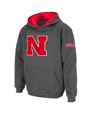 Big Boys Charcoal Nebraska Huskers Logo Pullover Hoodie