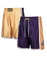 Men's Kobe Bryant Gold-Tone and Purple Los Angeles Lakers Authentic Reversible Shorts